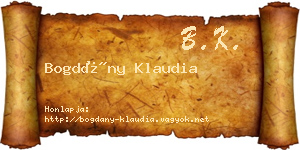 Bogdány Klaudia névjegykártya